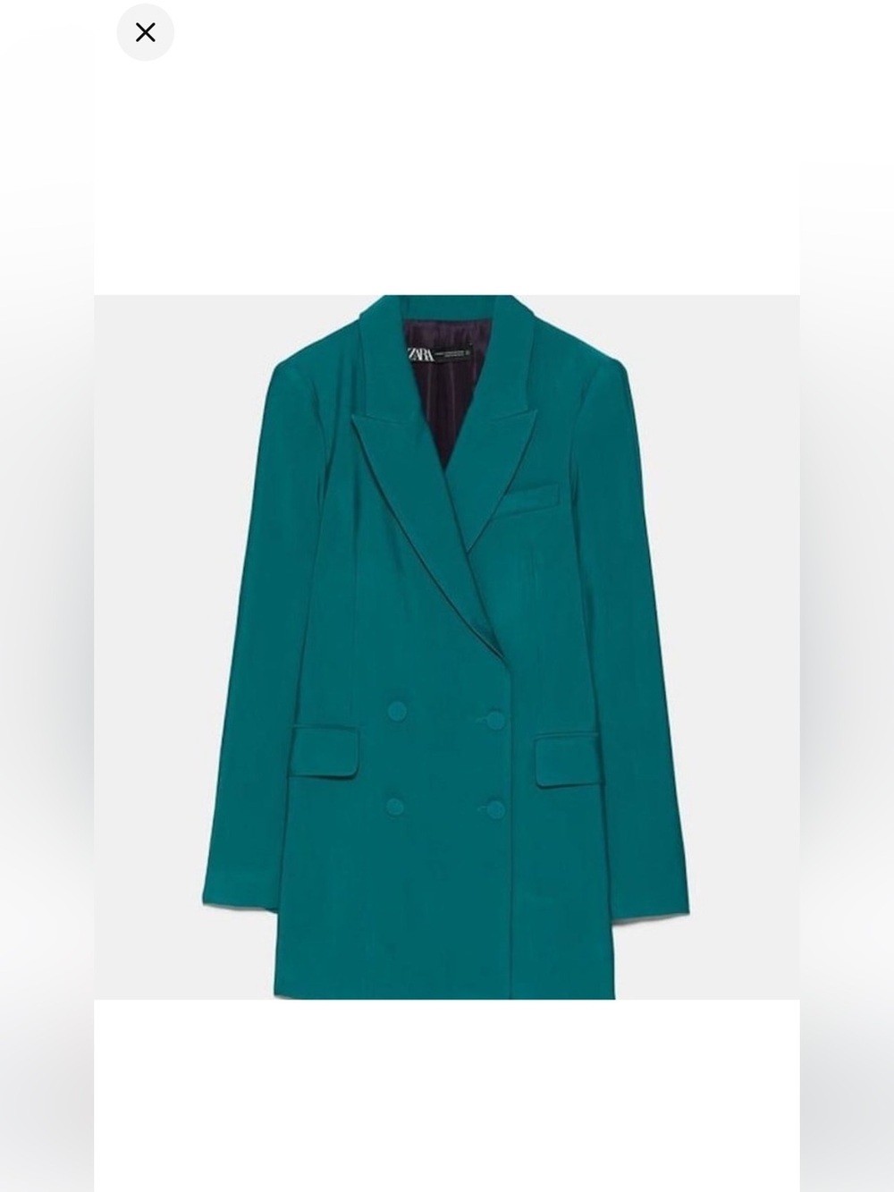 ZARA Teal Double-Breasted Blazer